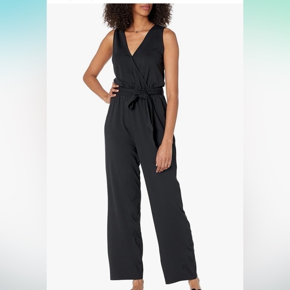 NWT The Drop Women's Sleeveless Wrap Jumpsuit medium black